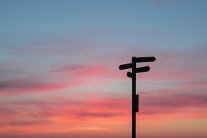 Photo of signposts taken during a sunset - representing career paths